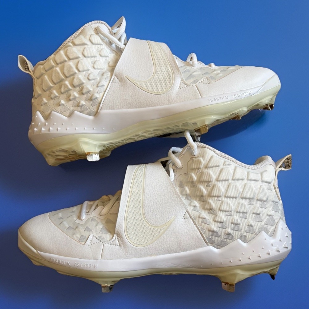 Nike Alpha Huarache Elite Mid Metal Baseball Cleats White Men's 12.5 AT3464-100